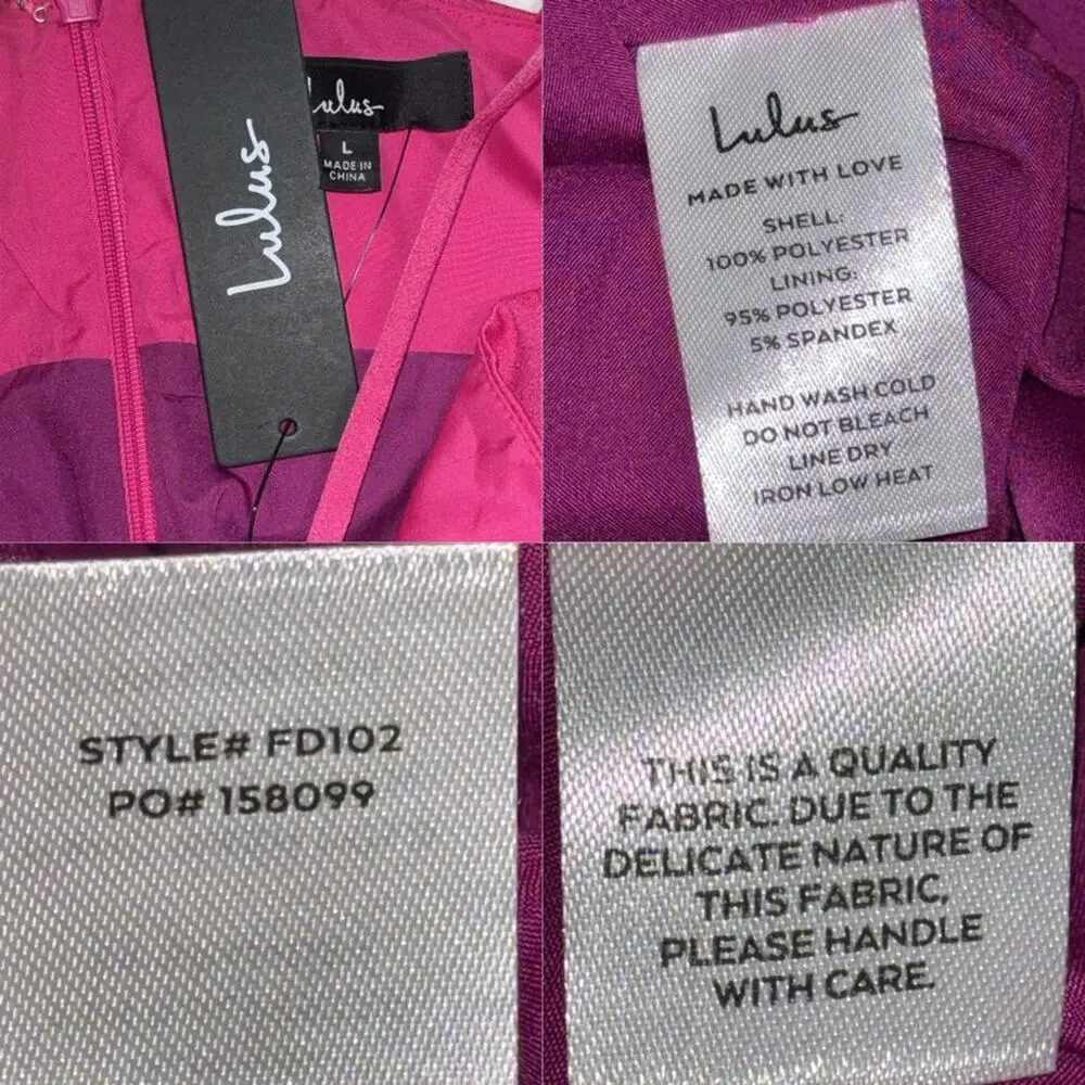 NWT Lulus Feeling Sensational Midi Dress Women's Large Color Block Pink/Magenta - Picture 4 of 16